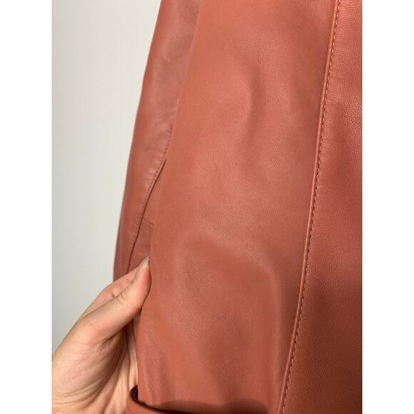 ALLSAINTS Balfern Leather Biker Jacket in Rose Wood Pink - Picture 11 of 13